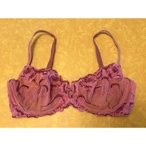 Victorias Secret Mauve Pink Floral Unlined Balconette Bra 34D